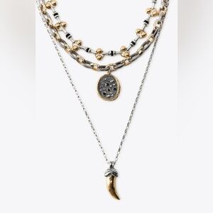 🔥🔥Zara Gold and Silver Layered Necklace Set